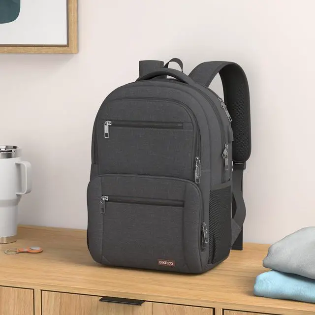 Alt view image 2 of 7 - BIKROD Backpack for Men and Women, School Backpacks for Teen Boys Water Resistant TSA Travel Backpack with USB Charging Port, Business Anti Theft Sturdy Computer Bag Gifts Fits 15.6 Inch Laptop,Black