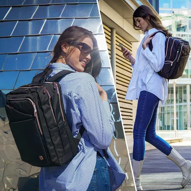Alt view image 2 of 7 - Swissdigital Design Business Laptop Backpack For Women,With USB Charging Port Computer Work Backpack,Fits 15.6 Inch Laptop Travel Casual Backpack (SD1006-01) One Nation One World