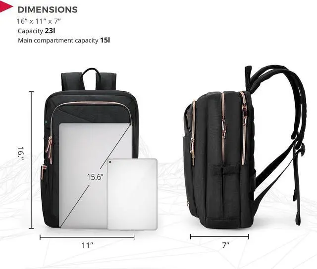 Alt view image 4 of 7 - Swissdigital Design Business Laptop Backpack For Women,With USB Charging Port Computer Work Backpack,Fits 15.6 Inch Laptop Travel Casual Backpack (SD1006-01) One Nation One World