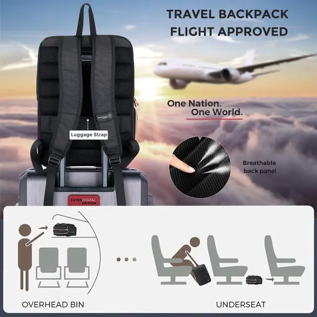 Alt view image 6 of 7 - Swissdigital Design Business Laptop Backpack For Women,With USB Charging Port Computer Work Backpack,Fits 15.6 Inch Laptop Travel Casual Backpack (SD1006-01) One Nation One World
