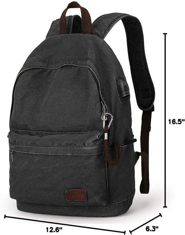 Alt view image 7 of 7 - Muzee Canvas Backpack Lightweight Travel Daypack Student Rucksack Laptop Backpack