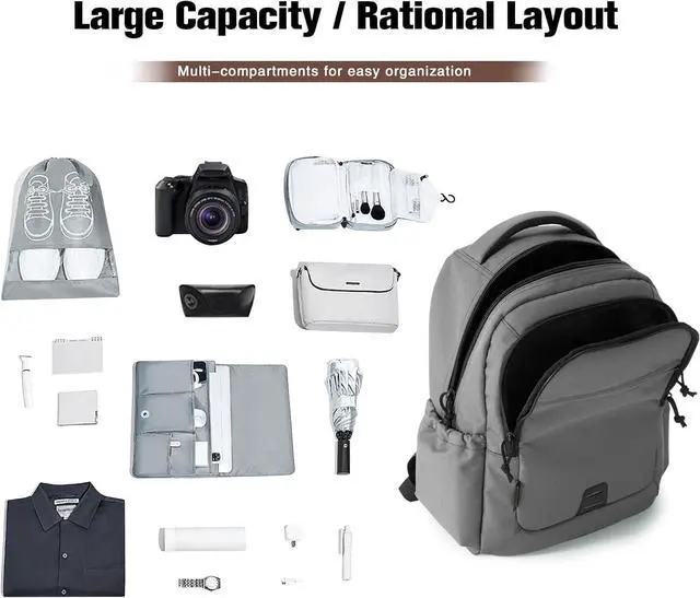 Alt view image 2 of 7 - VEAGIA Tactical Travel Laptop Backpacks Large Heavy Duty Work Backpack For Men women Airline Approved (New Grey)