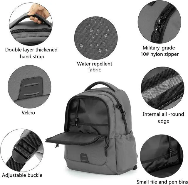 Alt view image 5 of 7 - VEAGIA Tactical Travel Laptop Backpacks Large Heavy Duty Work Backpack For Men women Airline Approved (New Grey)