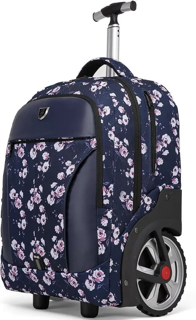 Main image of YH&GS Rolling Backpack Floral, Waterproof with Wheels for Business, College Student and Travel Commuter, Carry on Laptop Compartment, Fit 17 Inch Laptop, Wheeled Adults, 20inch