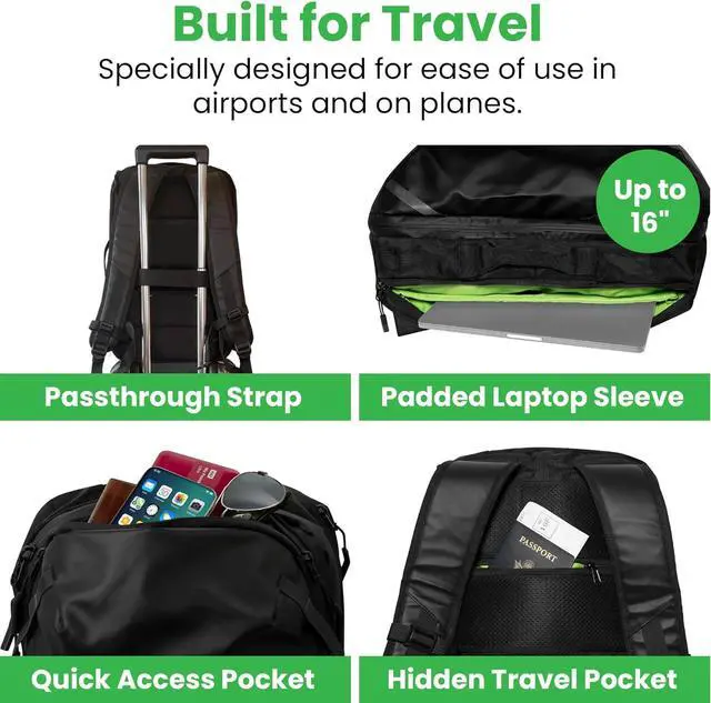 Alt view image 3 of 6 - COR Surf Travel Backpack Laptop Backpack 28L Black