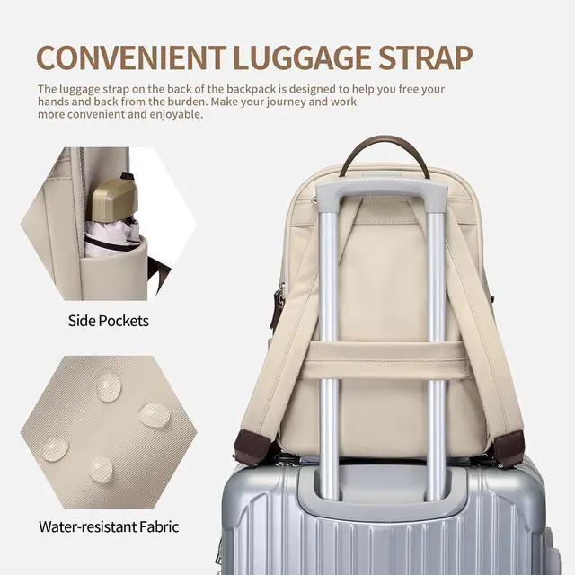Alt view image 7 of 7 - GOLF SUPAGS Womens Laptop Backpack with Separate Laptop Compartment Water Resistant Computer Backpacks Fits 14 Inch Notebook Travel Work College Bags (Apricot)