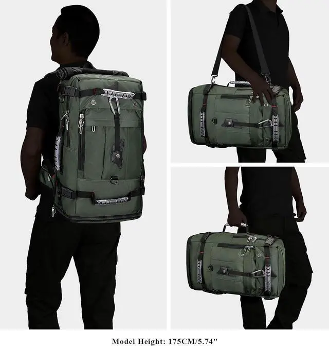 Alt view image 2 of 7 - WITZMAN Travel Backpack for Men Convertible Duffle Luggage Bag fit 17 Inch Laptop Carry On Bags for Airplane (B681 Army Green)