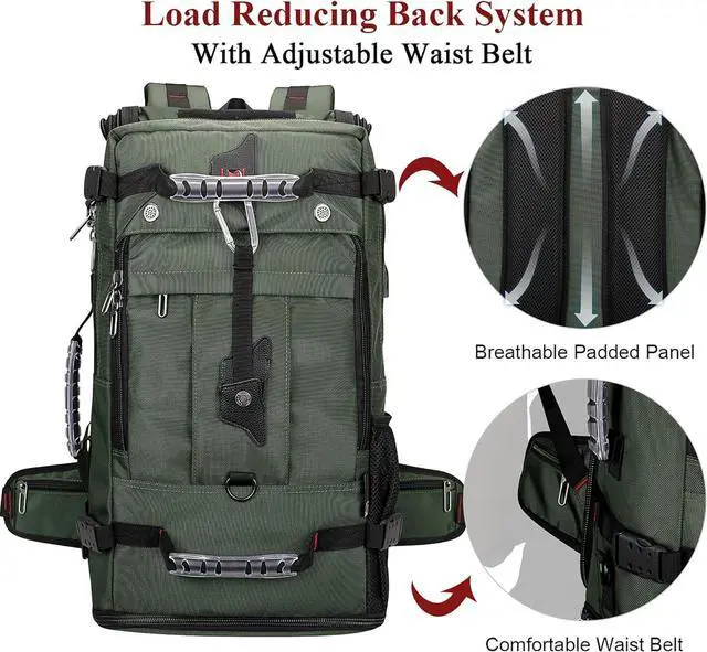 Alt view image 7 of 7 - WITZMAN Travel Backpack for Men Convertible Duffle Luggage Bag fit 17 Inch Laptop Carry On Bags for Airplane (B681 Army Green)