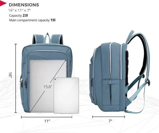Alt view image 6 of 7 - Swissdigital Design Laptop Backpack For Women, College Bookbags With USB Charging Port, Large Capacity Computer Backpacks For Work Business Blue (KATY ROSE SD1006F-13) One Nation One World