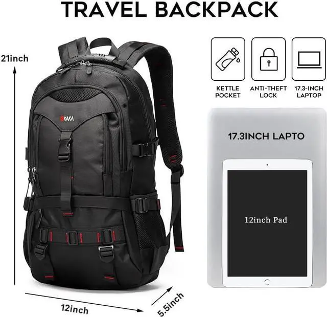 Alt view image 2 of 6 - KAKA Travel Backpack Fight Approved with 17.3 inch Laptop Lackpack Compartment Outdoor Duffle Bag for men and women