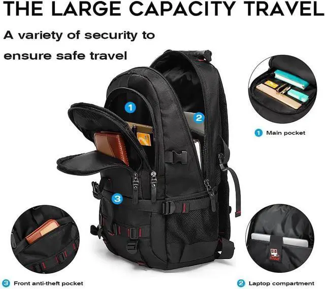 Alt view image 3 of 6 - KAKA Travel Backpack Fight Approved with 17.3 inch Laptop Lackpack Compartment Outdoor Duffle Bag for men and women