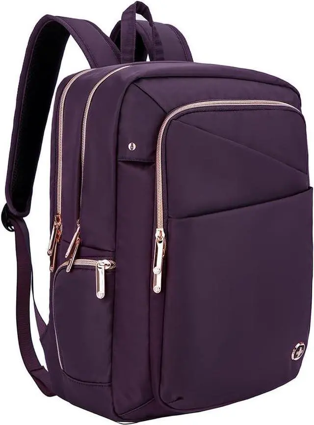 Main image of Swissdigital Design Laptop Backpack For Women, College Bookbags With USB Charging Port, Large Capacity Computer Backpacks For Work Business Purple (KATY ROSE SD1006F-46) One Nation One World