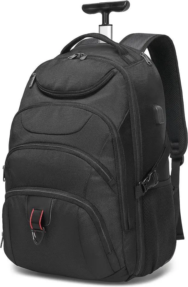 Main image of Boavan Rolling Backpack,17 inch Water Resistant Wheeled Backpack,Carry on Luggage Business Bag, Overnight College Computer Trolley Suitcase for Men Women Adults to TravelBlack