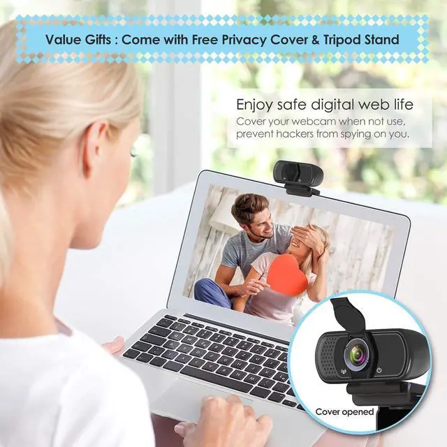 Alt view image 5 of 7 - ToLuLu 1080P Webcam with Microphone, HD Webcam Web Camera with Tripod Stand, Widescreen USB Computer Camera, Streaming Mic Webcam for Online Calling/Conferencing,Facetime/YouTube Desktop Laptop PC