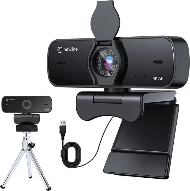 Main image of N newline 4K Webcam for PC, 4K UHD USB Webcam with Microphone, Auto Focus, Low Distortion, Privacy Cover, PC Camera w/Tripod Stand for Zoom, Skype, Teams, Laptop, Conferencing, Calling, NewEye 60