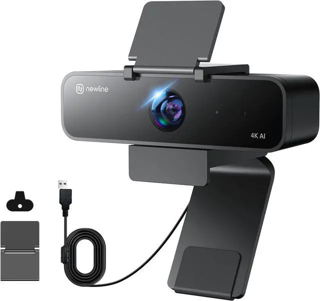 Main image of N newline 4K Webcam with Microphone, AI Presenter Tracking, Gesture Control, 95°/78°/65° FOV, Plug & Play, PC Camera with Privacy Cover for Laptop, Zoom, Teams