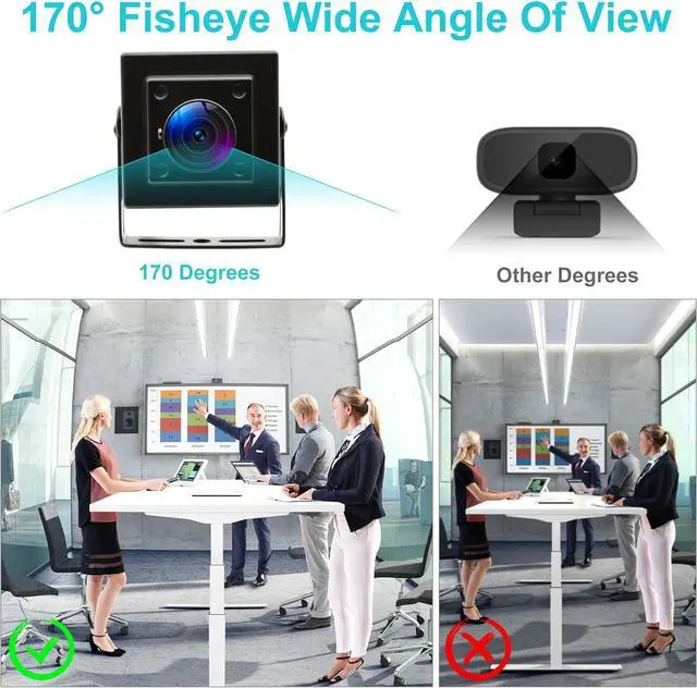 Alt view image 2 of 7 - Fisheye USB Camera Wide Angle 1080P 30fps - H.264 Low Light Webcam with Microphone for PC Windows MacOS Linux Android - Metal Housing Security Camera for Video Calls, 3d Printer, Zoom/Skype/Teams