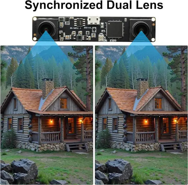 Alt view image 4 of 7 - Synchronized Dual Lens Stereo USB Camera 1.3MP HD 960P Webcam 3D VR Web Camera Module with 1/3 CMOS OV9715 Sensor Mini Industrial USB2.0 Web cam for Android,Linux,Windows,Raspberry PI