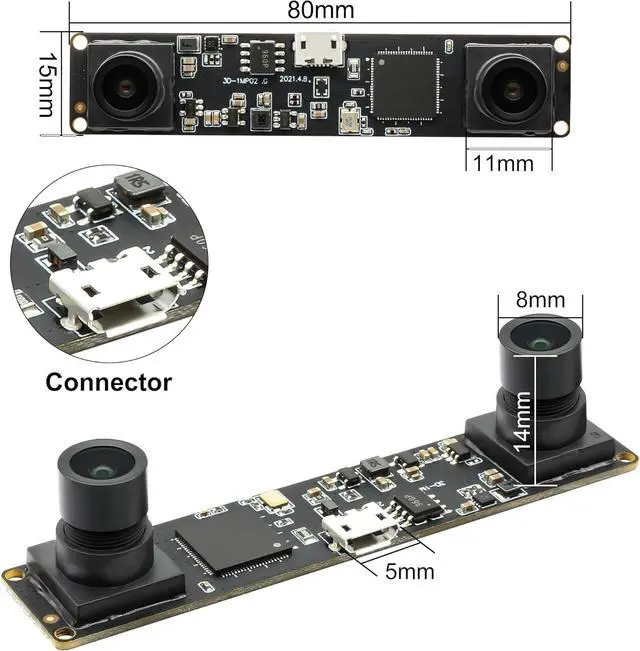 Alt view image 6 of 7 - Synchronized Dual Lens Stereo USB Camera 1.3MP HD 960P Webcam 3D VR Web Camera Module with 1/3 CMOS OV9715 Sensor Mini Industrial USB2.0 Web cam for Android,Linux,Windows,Raspberry PI
