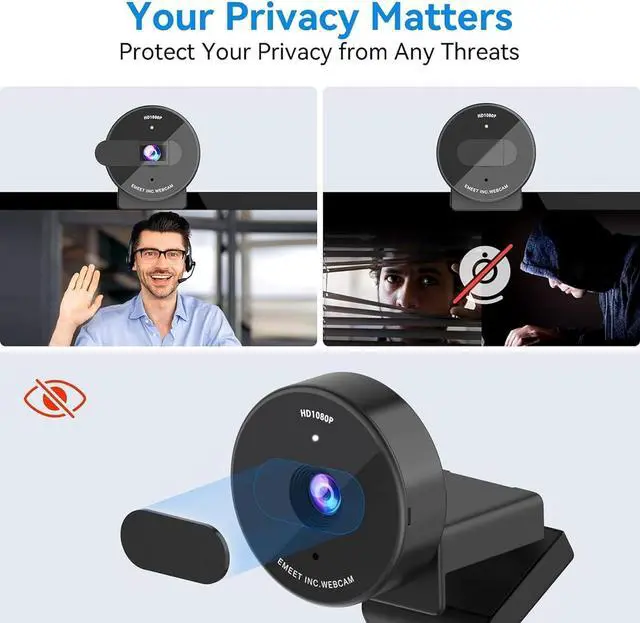 Alt view image 2 of 7 - EMEET 1080P Webcam - USB Webcam with Microphone & Physical Privacy Cover, Noise-Canceling Mic, Auto Light Correction, Fixed Focus, C950 Ultra Web Cam w/ 70°View for Meeting/Online Classes/Zoom/YouTube