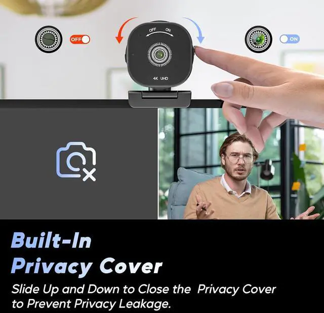 Alt view image 6 of 6 - Nisheng 4K Webcam, AutoFocus USB Camera with Dual AI Noise-Cancelling Mics, 4K Webcam for PC with Privacy Cover, Plug & Play Web Camera for Zoom/Teams/Meet/Xbox/OBS