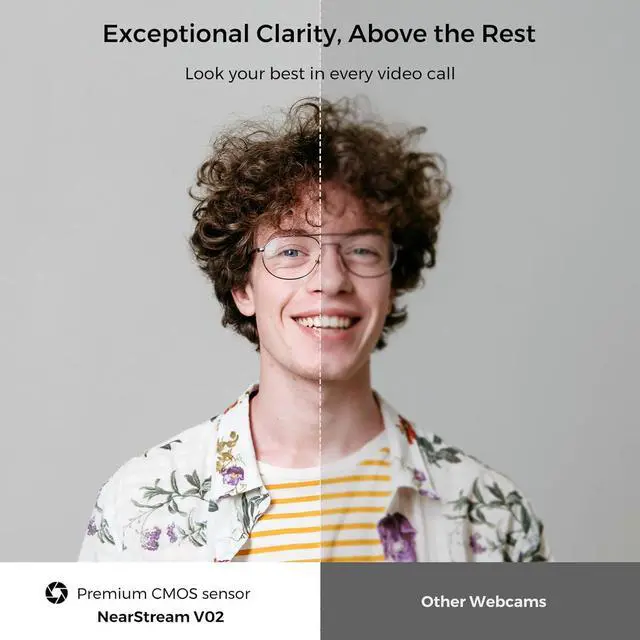 Alt view image 2 of 7 - 2K Webcam for PC, Full HD 1080P Webcam with Noise-Canceling Mic, Auto Focus,Software Control, Adjustable FOV, Plug&Play, Compact Web Camera for Desktop Computer for Zoom/Skype/Teams (V02AF)