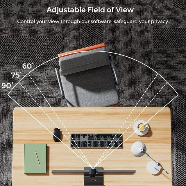 Alt view image 6 of 7 - 2K Webcam for PC, Full HD 1080P Webcam with Noise-Canceling Mic, Auto Focus,Software Control, Adjustable FOV, Plug&Play, Compact Web Camera for Desktop Computer for Zoom/Skype/Teams (V02AF)