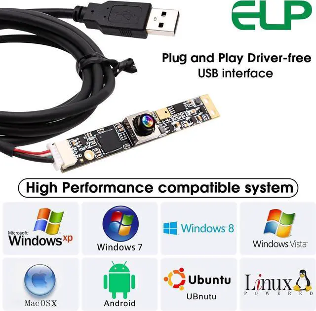 Alt view image 6 of 7 - ELP 16MP Autofocus USB Camera with Microphone for Computer Mini UVC USB2.0 Lightburn Camera Micro USB Security PC Camera Module Laser Engraver Webcam Board (100degree No Distortion Lens)