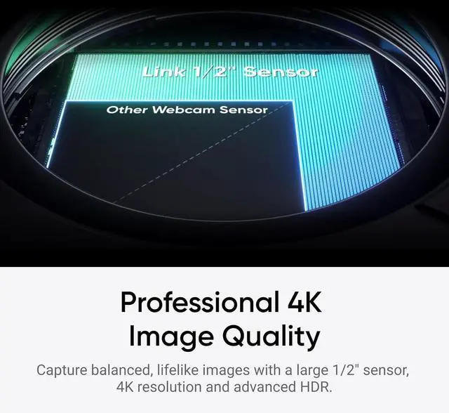 Alt view image 2 of 7 - Insta360 Link 2C - 4K Webcam for PC/Mac, 1/2" Sensor, Auto Framing, HDR, AI Noise-Canceling Mic, Gesture Control for Streaming, Video Calls, Gaming, Works with Zoom, Teams, Twitch & More