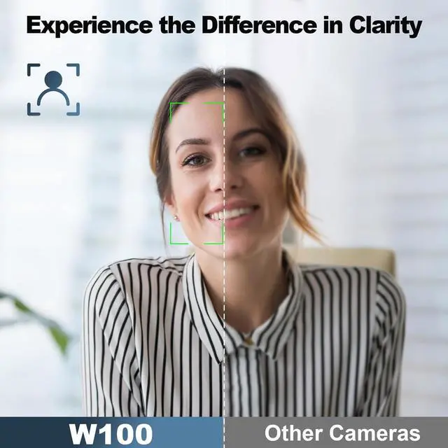 Alt view image 2 of 7 - NBD 2K Webcam for PC & Laptop, Autofocus Computer Camera with Remote Control, 2 AI-Noise Canceling Microphones, Stereo Mics, Adjustable Field of View, Low-Light Correction, Built-in Privacy Cover W100