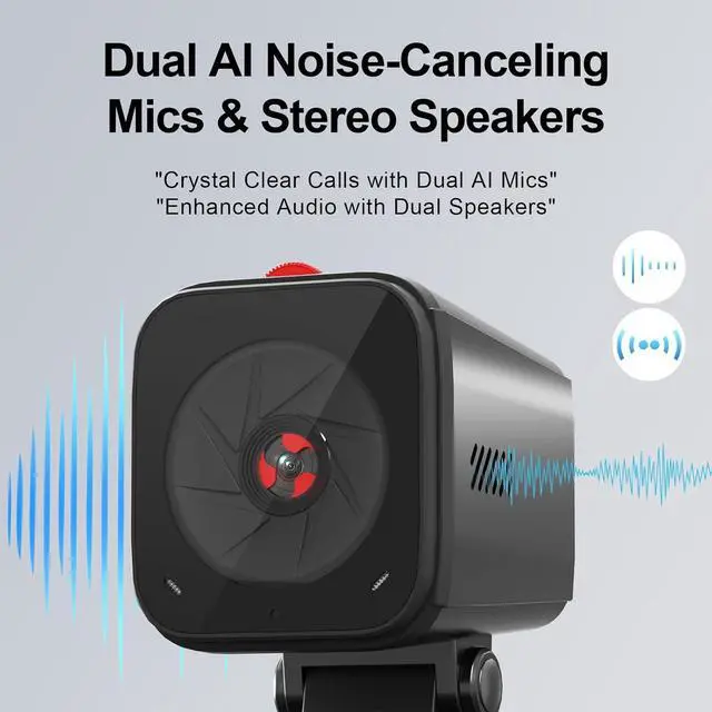 Alt view image 4 of 7 - NBD 2K Webcam for PC & Laptop, Autofocus Computer Camera with Remote Control, 2 AI-Noise Canceling Microphones, Stereo Mics, Adjustable Field of View, Low-Light Correction, Built-in Privacy Cover W100