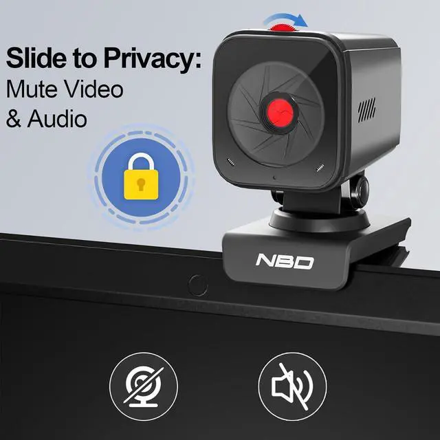 Alt view image 5 of 7 - NBD 2K Webcam for PC & Laptop, Autofocus Computer Camera with Remote Control, 2 AI-Noise Canceling Microphones, Stereo Mics, Adjustable Field of View, Low-Light Correction, Built-in Privacy Cover W100