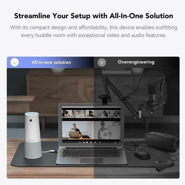Alt view image 3 of 7 - C20(2nd Gen) HD Conference Webcam, 1080P Video Conferencing Camera with Microphone and Speaker, All in One Computer for Desktop, 13ft Voice Pickup, AI Noise-Cancellation, USB Plug&Play by DT