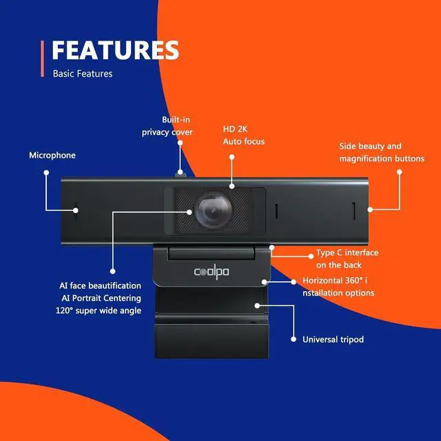 Alt view image 7 of 7 - Desk Mate - Hybrid HDR Streaming Webcam with AutoFocus & Tracking, HD 1080p Noise Reduction, Software Control for Google Gemini