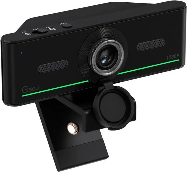 Main image of 1080P Webcam with Mics, Auto Light Correction,USB Plug&Play,Privacy Cover, Computer Webcam Connect Bluetooth Headset/Earphone/Speaker, Full HD Webcam for High-End Business Meetings&Live Streaming