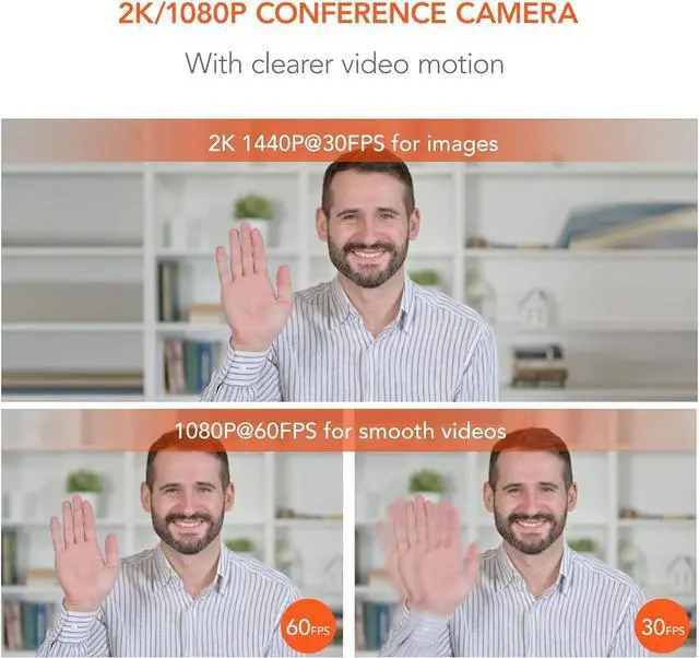 Alt view image 5 of 7 - NUROUM V15AFL 2K Webcam with Ring Light for Streaming, Autofocus Webcam for PC w/Noise Cancelling Dual Mics, 1080P 60fps, 75° FOV&Lightweight, USB Web Camera Plug&Play for Zoom/Teams/OBS/Xsplit, Grey