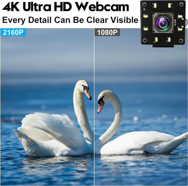 Alt view image 4 of 7 - 4k USB Camera Autofocus 100 Degree No Distortion Lens Color Night Vision Webcam for Computer UVC USB2.0 Lightburn Cam Plug and Play for Raspberry Pi Linux Mac OS Jetson Nano