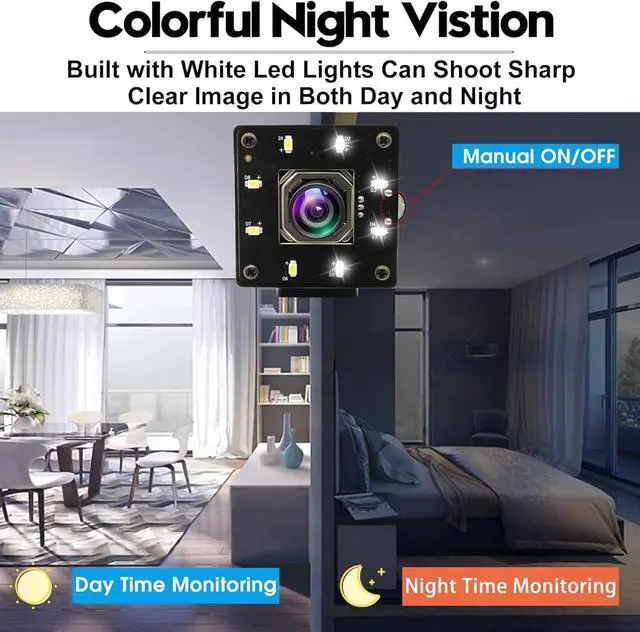 Alt view image 5 of 7 - 4k USB Camera Autofocus 100 Degree No Distortion Lens Color Night Vision Webcam for Computer UVC USB2.0 Lightburn Cam Plug and Play for Raspberry Pi Linux Mac OS Jetson Nano