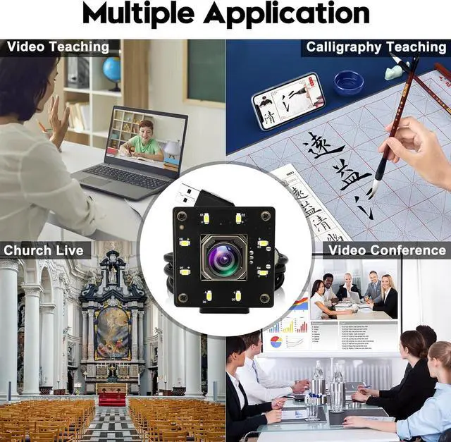 Alt view image 7 of 7 - 4k USB Camera Autofocus 100 Degree No Distortion Lens Color Night Vision Webcam for Computer UVC USB2.0 Lightburn Cam Plug and Play for Raspberry Pi Linux Mac OS Jetson Nano