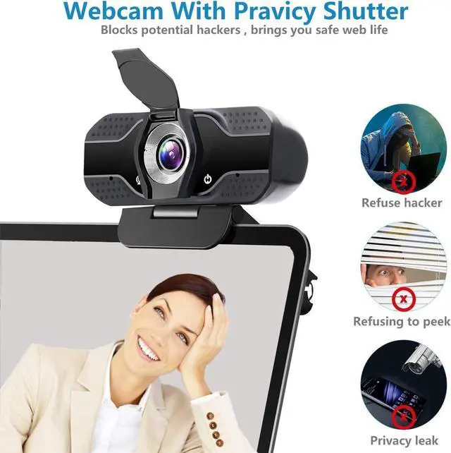 Alt view image 2 of 7 - Full HD 1080P Webcam with Microphone, Adjustable FOV, Zoom, Software Control & Privacy Cover, USB HD Computer Web Camera, Plug and Play, for Zoom/Skype/Teams, Conferencing and Video Calling