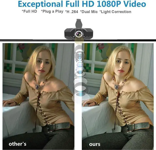 Alt view image 3 of 7 - Full HD 1080P Webcam with Microphone, Adjustable FOV, Zoom, Software Control & Privacy Cover, USB HD Computer Web Camera, Plug and Play, for Zoom/Skype/Teams, Conferencing and Video Calling