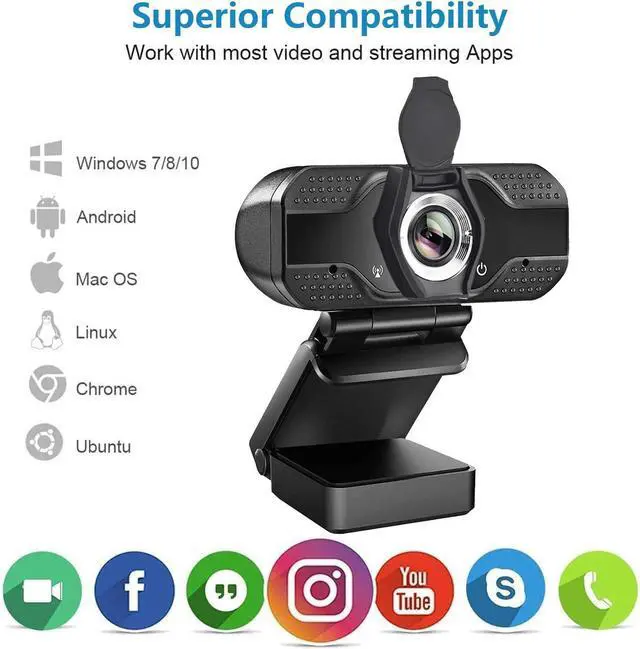 Alt view image 5 of 7 - Full HD 1080P Webcam with Microphone, Adjustable FOV, Zoom, Software Control & Privacy Cover, USB HD Computer Web Camera, Plug and Play, for Zoom/Skype/Teams, Conferencing and Video Calling