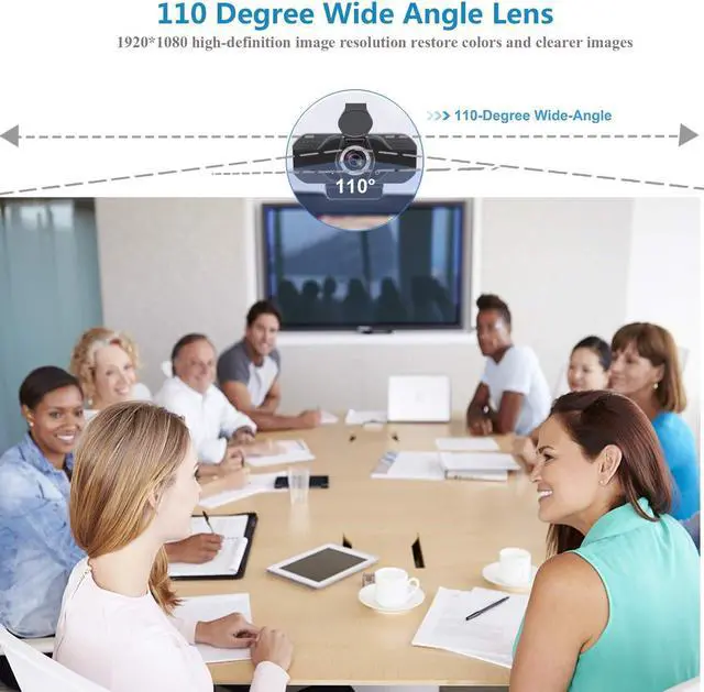 Alt view image 6 of 7 - Full HD 1080P Webcam with Microphone, Adjustable FOV, Zoom, Software Control & Privacy Cover, USB HD Computer Web Camera, Plug and Play, for Zoom/Skype/Teams, Conferencing and Video Calling