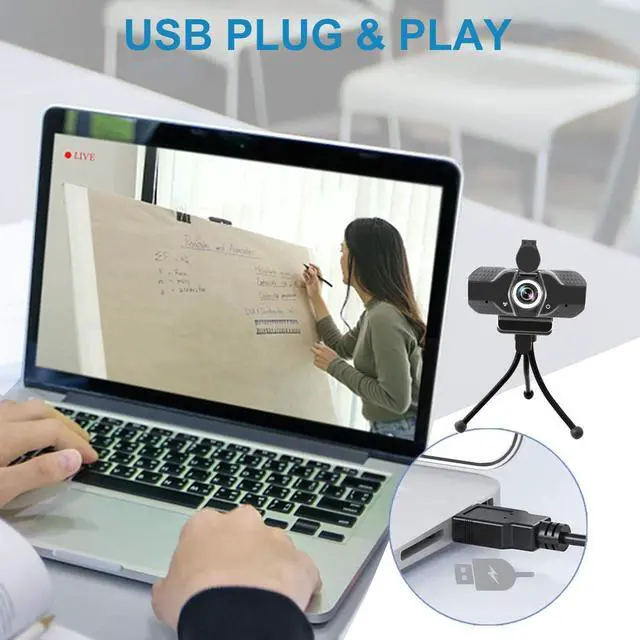 Alt view image 7 of 7 - Full HD 1080P Webcam with Microphone, Adjustable FOV, Zoom, Software Control & Privacy Cover, USB HD Computer Web Camera, Plug and Play, for Zoom/Skype/Teams, Conferencing and Video Calling