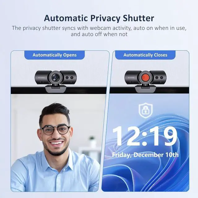 Alt view image 2 of 7 - NexiGo HelloCam Pro, Webcam with Windows Hello, 1080P 60FPS Autofocus, True Privacy, Automatic Electronic Shutter, Computer Camera, Microphone, Facial Enhancement, HD USB Web Cam