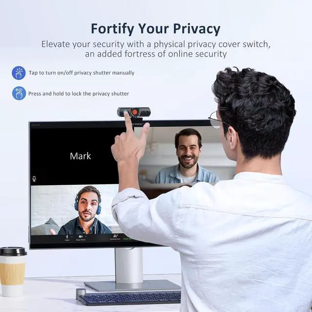 Alt view image 3 of 7 - NexiGo HelloCam Pro, Webcam with Windows Hello, 1080P 60FPS Autofocus, True Privacy, Automatic Electronic Shutter, Computer Camera, Microphone, Facial Enhancement, HD USB Web Cam