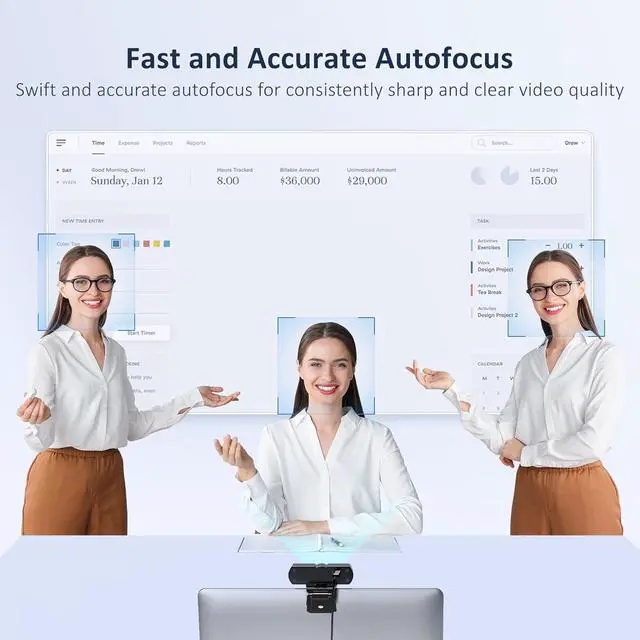 Alt view image 6 of 7 - NexiGo HelloCam Pro, Webcam with Windows Hello, 1080P 60FPS Autofocus, True Privacy, Automatic Electronic Shutter, Computer Camera, Microphone, Facial Enhancement, HD USB Web Cam