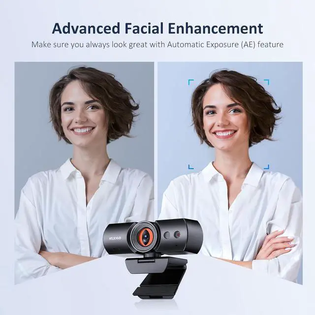 Alt view image 7 of 7 - NexiGo HelloCam Pro, Webcam with Windows Hello, 1080P 60FPS Autofocus, True Privacy, Automatic Electronic Shutter, Computer Camera, Microphone, Facial Enhancement, HD USB Web Cam