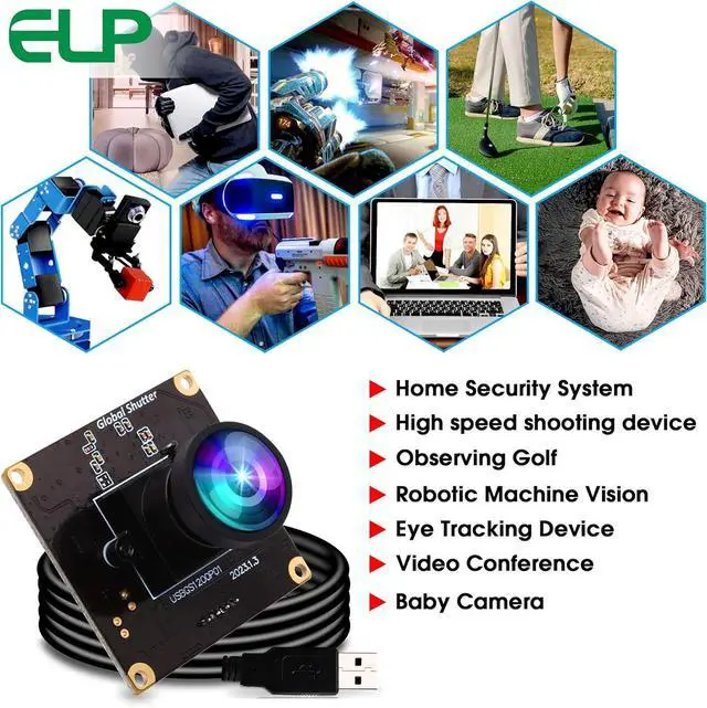 Alt view image 7 of 7 - Wecamera_usb High Speed Wide Angle Global Shutter USB Camera Module for Computer 1080P Mini Webcam Board High Frame 90fps Web PC Camera Board for Laptop Raspberry Pi (110degree No Distortion Lens)