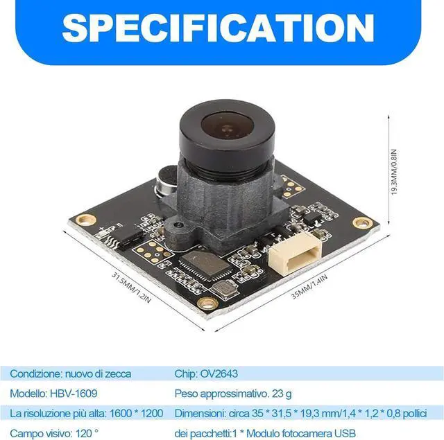 Alt view image 3 of 7 - Keenso USB Camera Module,1600 * 1200 2MP Autofocus 120° Wide Angle Camera Module for Computer, Laptop
